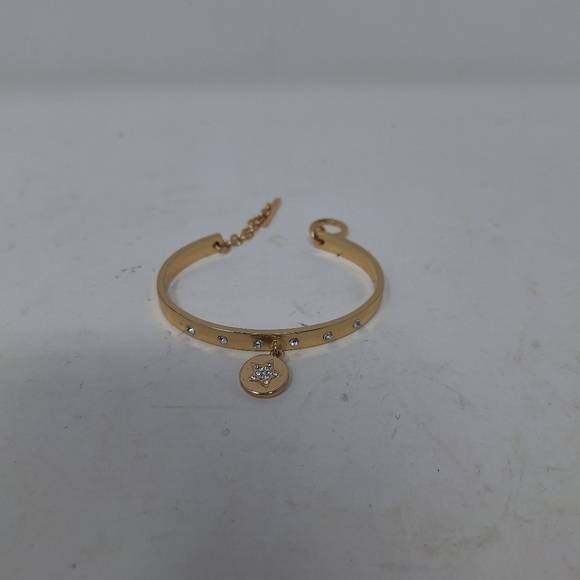 BCBGeneration Star Dangle Charm Gold Tone Cuff Rhinestone Bangle Bracelet - Picture 9 of 9